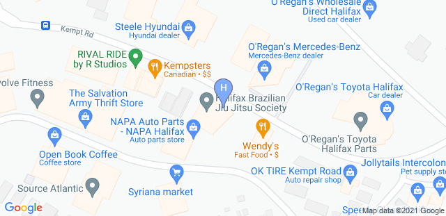 Map to Halifax Brazilian Jiu Jitsu Society